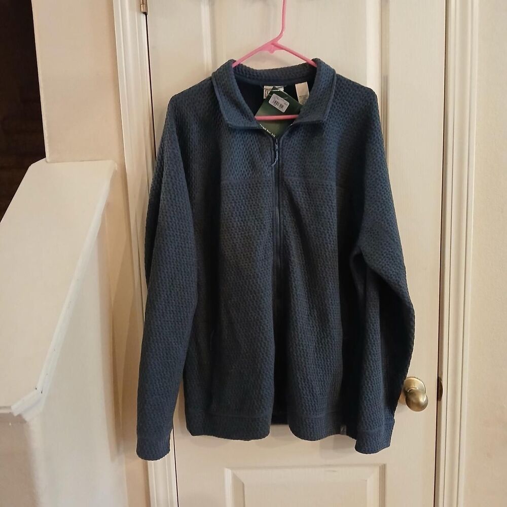 NWT L.L.Bean Carbon Navy Ridgeknit Full Zip Jacket Men's L Tall Gorpcore Basic